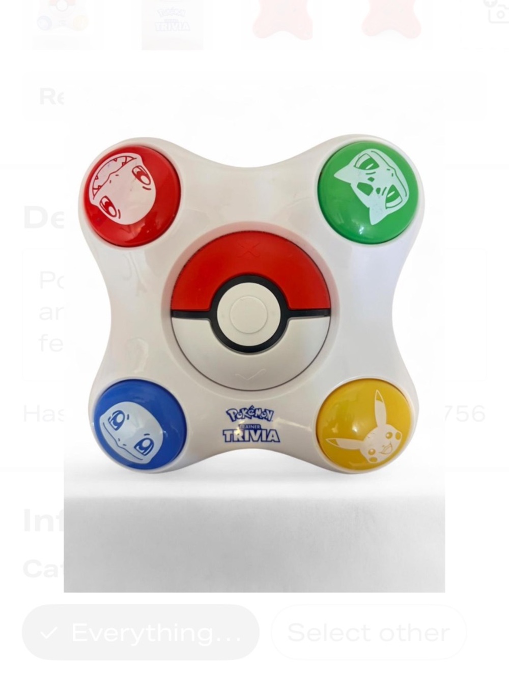 Pokémon Trainer Trivia Handheld - White with Blue Logo